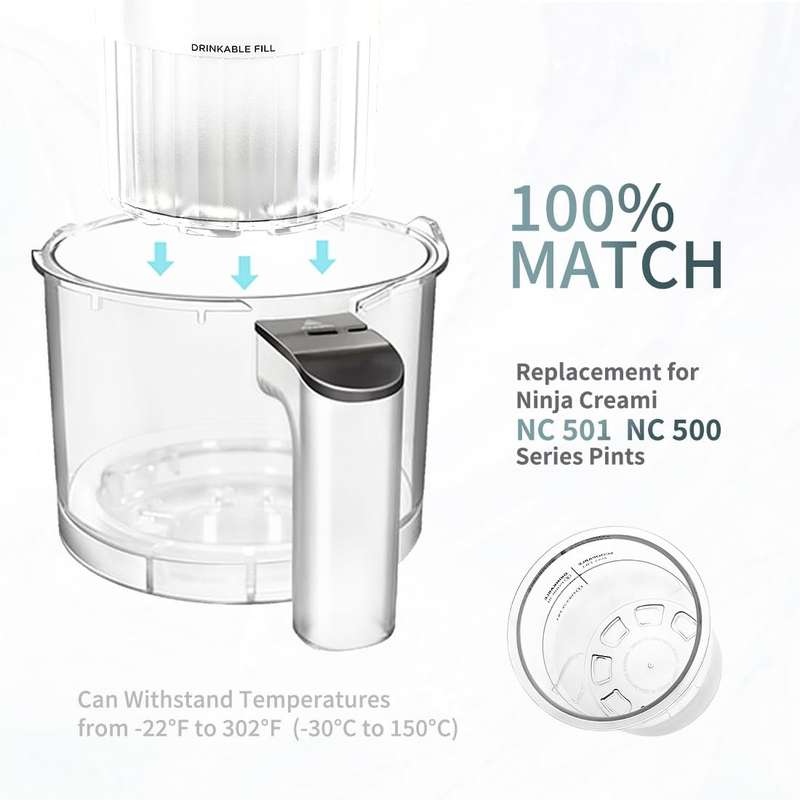For Ninja Creami Deluxe NC500 / NC501 4pcs /Set 24Oz Ice Cream Containers
