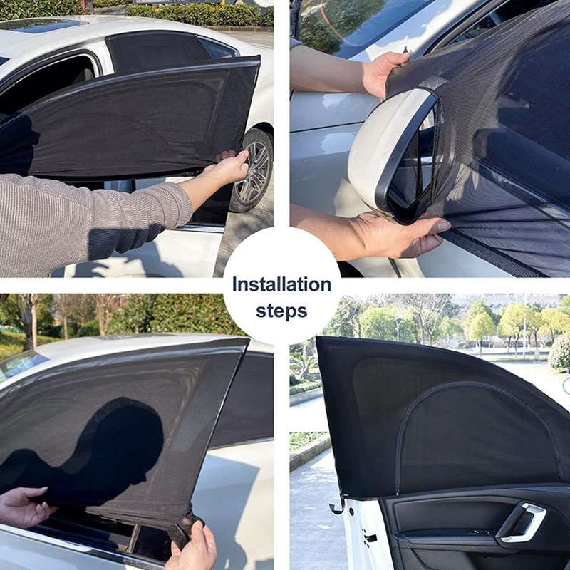 Car Sun Protection Anti-mosquito Window Zipper Sunshade(Front Window (Main+Auxiliary))