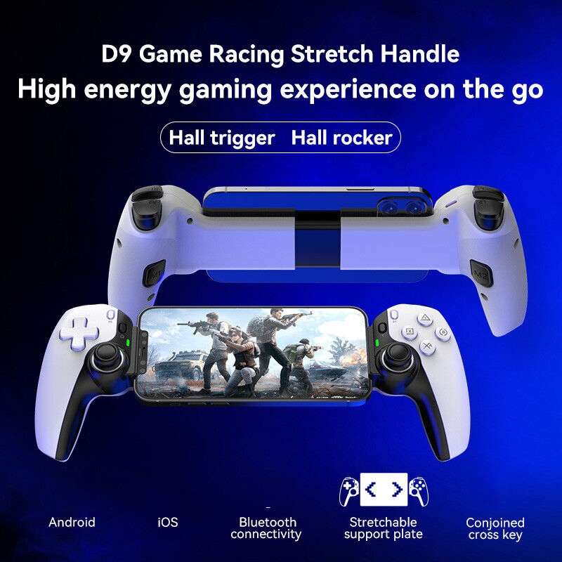 D9 Wireless Phone Stretching Game Controller For Switch / PS3 / PS4(Black)
