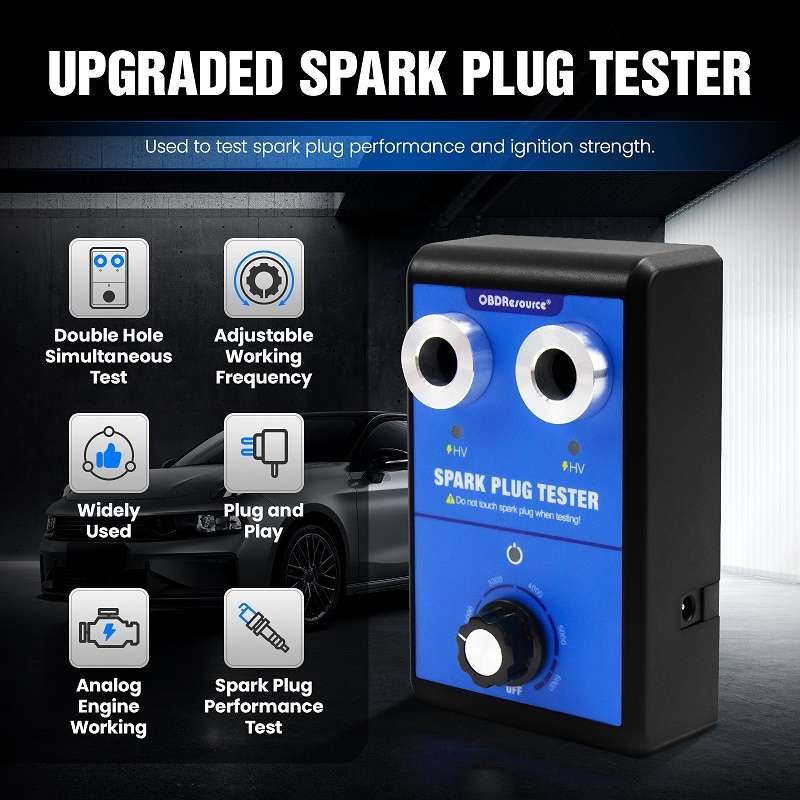 OBDResource High-Pressure Adjustable Dual-Hole Spark Plug Ignition Detector(EU Plug)