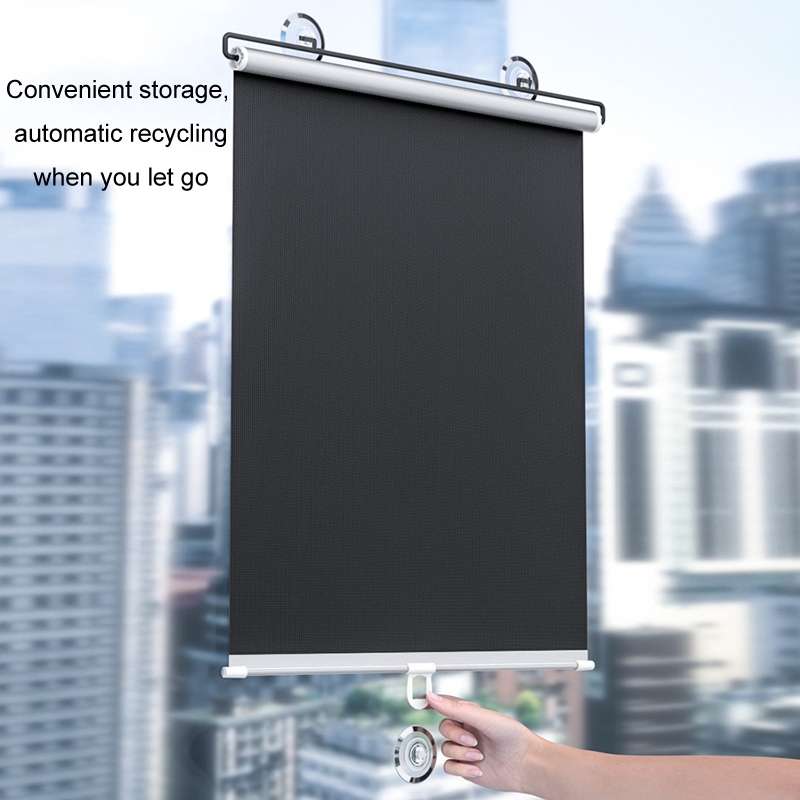 40x125cm Car Summer No-punch Retractable Titanium Silver Sunshade Curtain