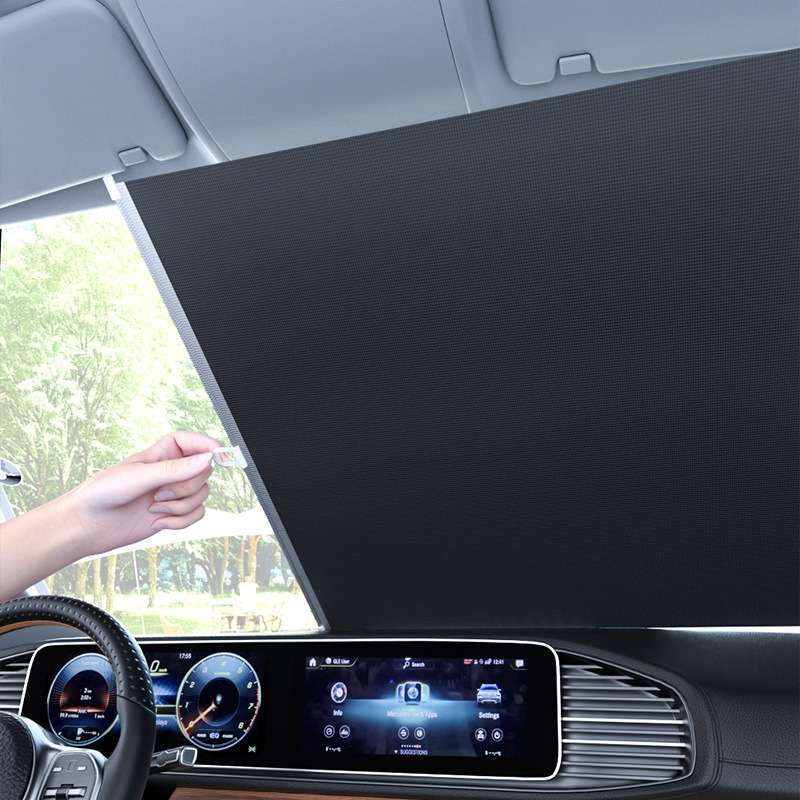 40x125cm Car Summer No-punch Retractable Titanium Silver Sunshade Curtain