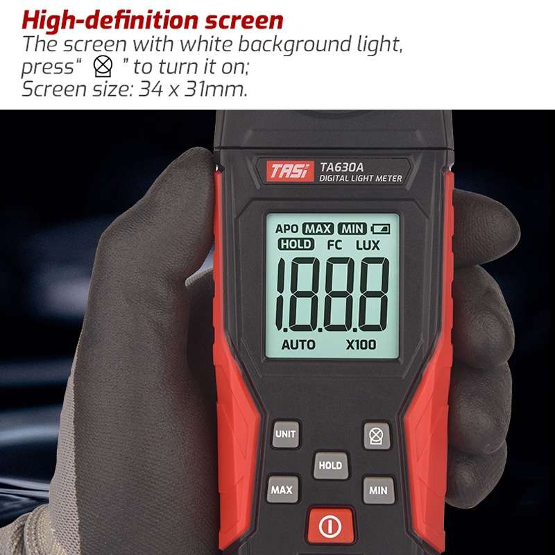 TASI TA630A Integrated Digital Light Meter Illuminance Lux Meter Backlight LCD Display 0.1-200000LUX