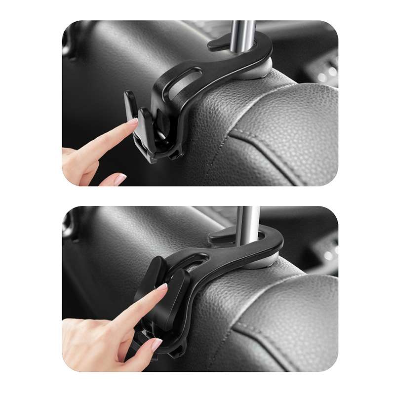 3pcs Car Foldable Hook Multifunctional Rear Seat Phone Holder(Black)