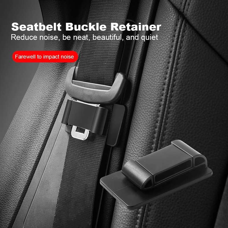 Car Seat Belt Holder Anti-collision Elastic Buckle Limiter(Matt Black)