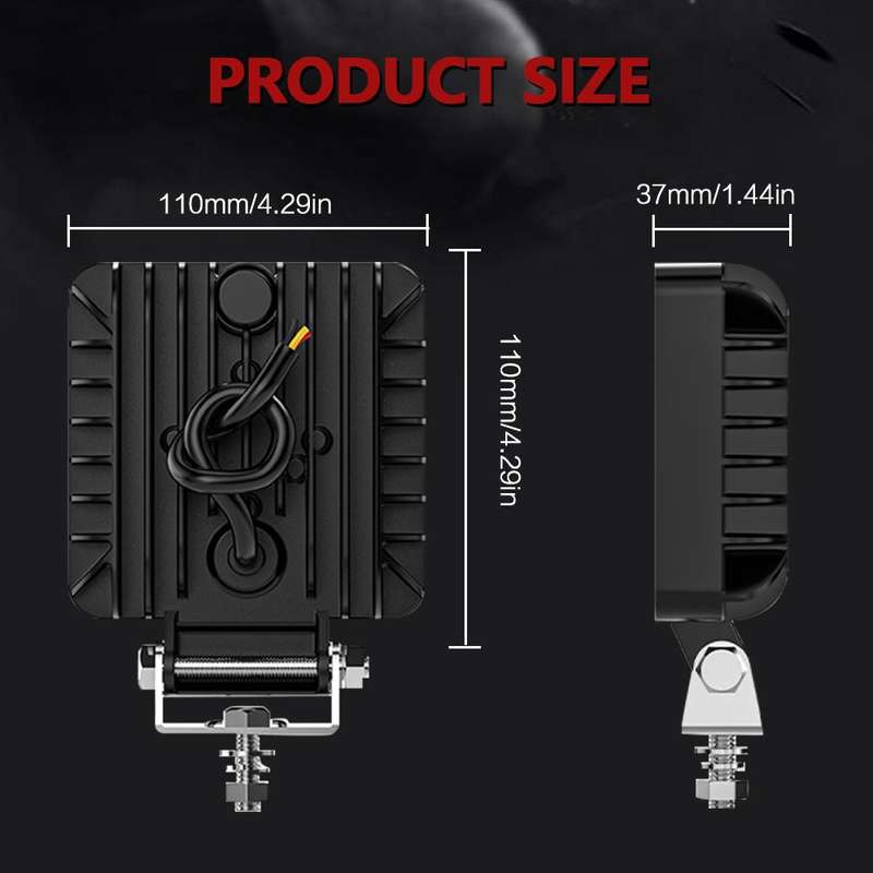 4 Inch Square Mixed Luminous Double Arrow Angel Eye Car Work Light(X4)