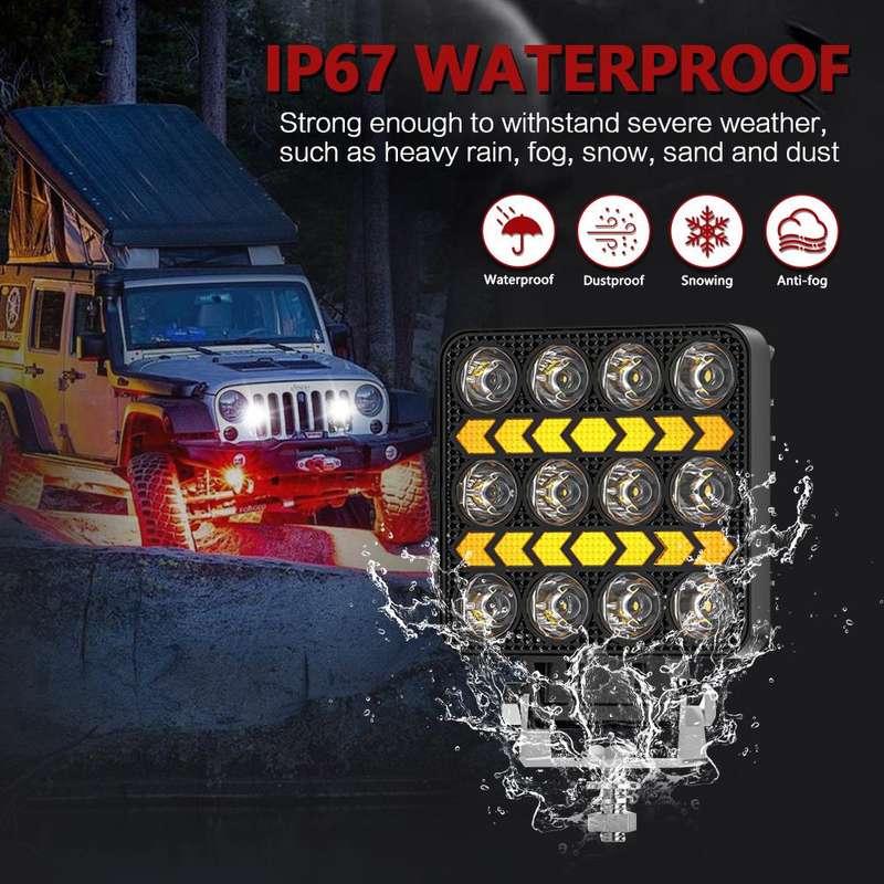 4 Inch Square Mixed Luminous Double Arrow Angel Eye Car Work Light(X4)