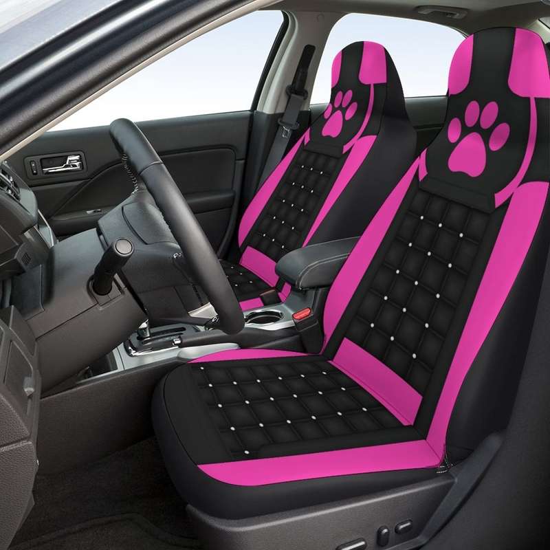 Car Universal Printed Seat Protector Automobile Decoration Supplies, Style: Pink Footprints