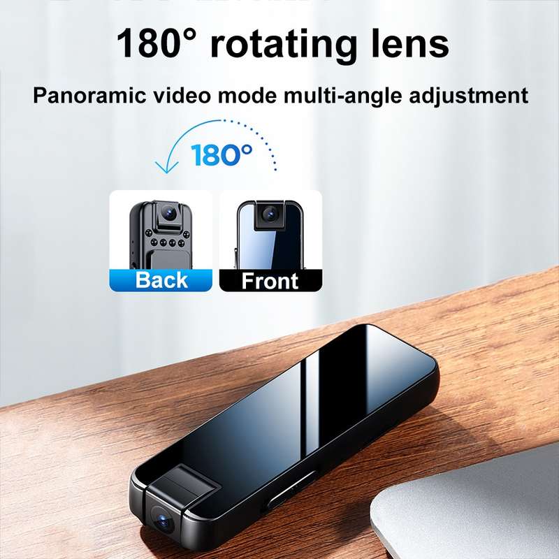 Mrobo D6 1080P Rotating Camera Night Vision Video Recorder With Back Clip, Size: 16 GB(Black)