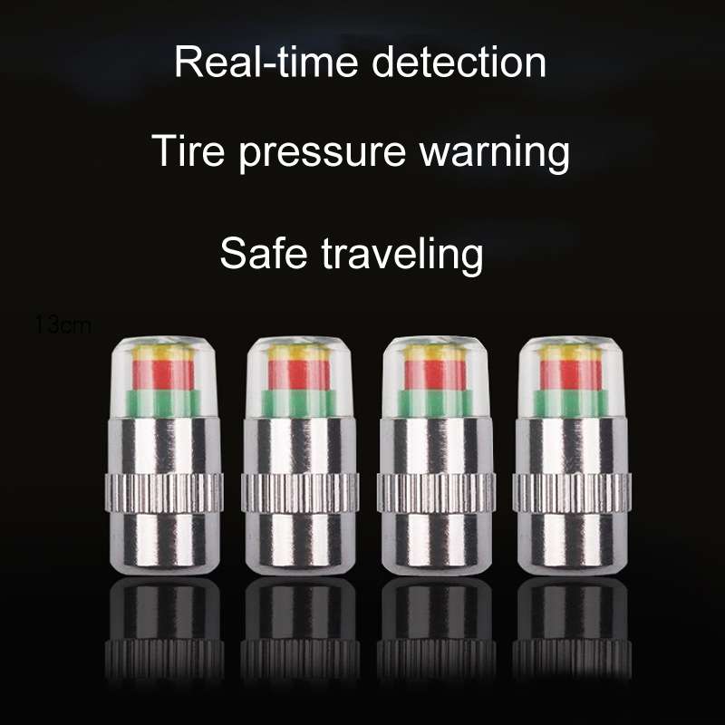 4pcs /Set Vehicle Tire Valve Caps High Precision Tire Pressure Monitoring Warning Cap, Model: Plasti