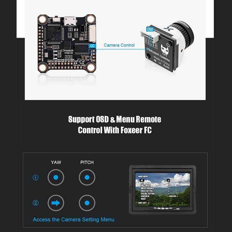 Foxeer Cat 3 Micro Black FPV Night Camera 1200TVL Starlight 0.00001Lux Camera For RC FPV Racing Dron