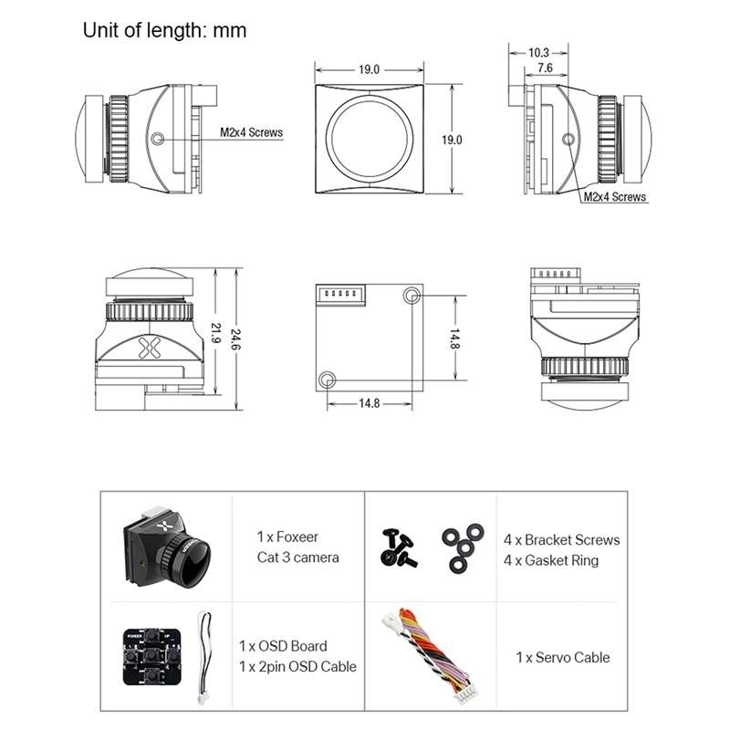 Foxeer Cat 3 Micro Black FPV Night Camera 1200TVL Starlight 0.00001Lux Camera For RC FPV Racing Dron