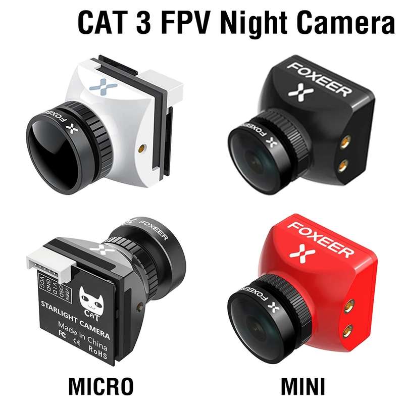 Foxeer Cat 3 Micro Black FPV Night Camera 1200TVL Starlight 0.00001Lux Camera For RC FPV Racing Dron