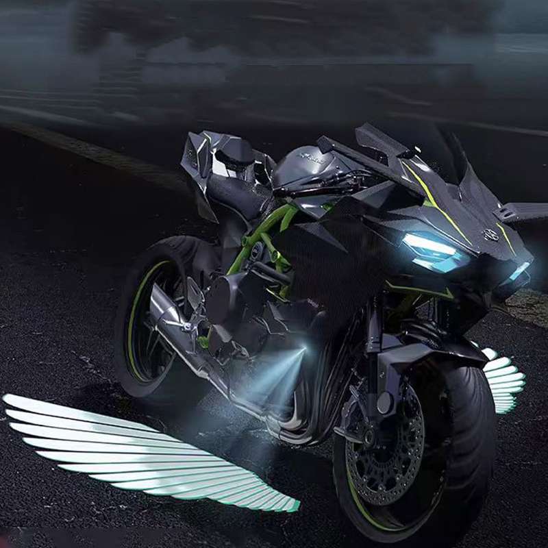 1pair Motorcycle Angel Wings Welcome Light LED Chassis Modified Wings Projector Light(Red)
