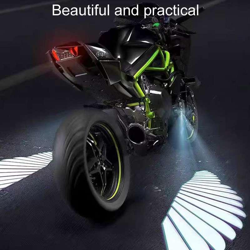 1pair Motorcycle Angel Wings Welcome Light LED Chassis Modified Wings Projector Light(Red)