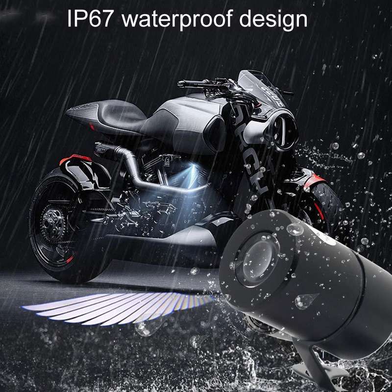 1pair Motorcycle Angel Wings Welcome Light LED Chassis Modified Wings Projector Light(Red)