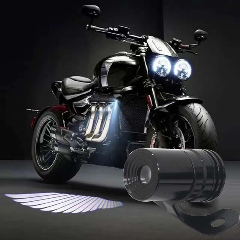 1pair Motorcycle Angel Wings Welcome Light LED Chassis Modified Wings Projector Light(Red)