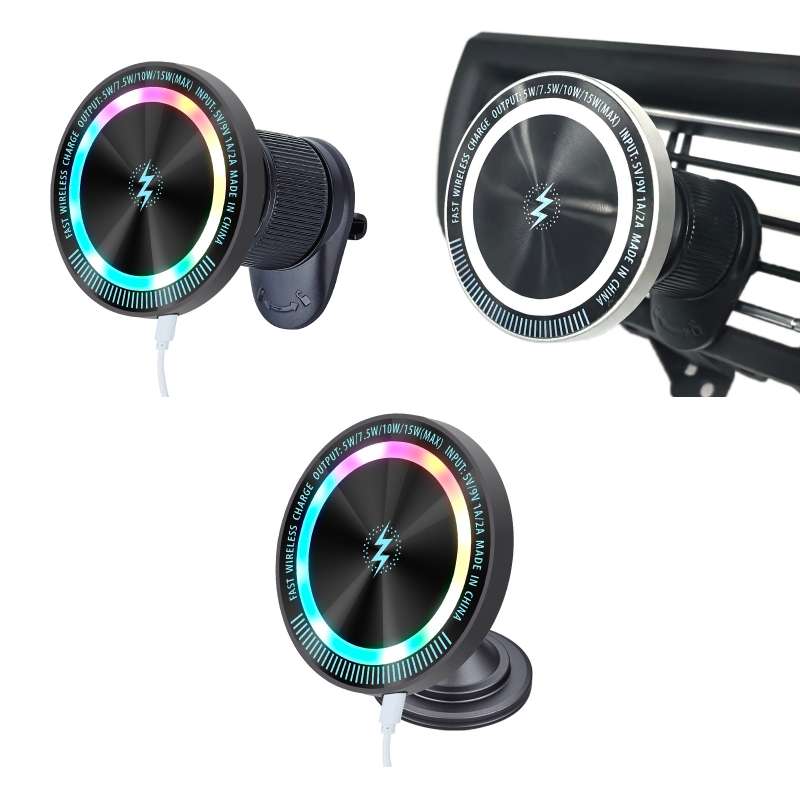 Magsafe 15W Magnetic Colorful Light Wireless Charging Mobile Phone Holder, Color: A9 Adhesive Dark G