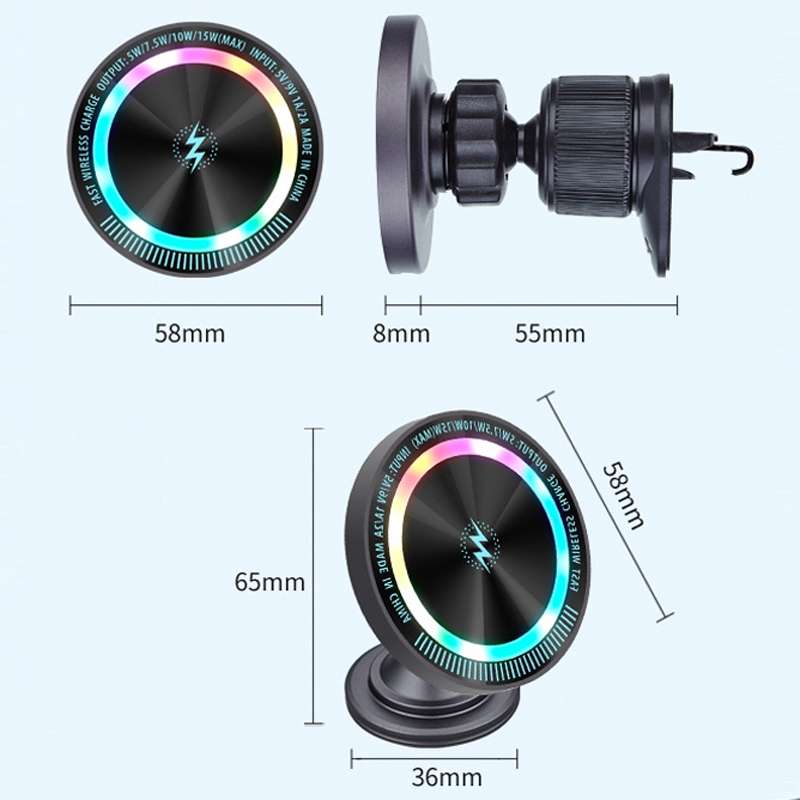 Magsafe 15W Magnetic Colorful Light Wireless Charging Mobile Phone Holder, Color: A9 Adhesive Dark G