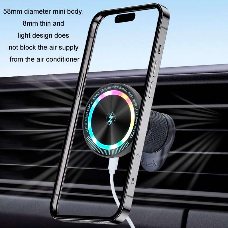 Magsafe 15W Magnetic Colorful Light Wireless Charging Mobile Phone Holder, Color: A9 Adhesive Dark G