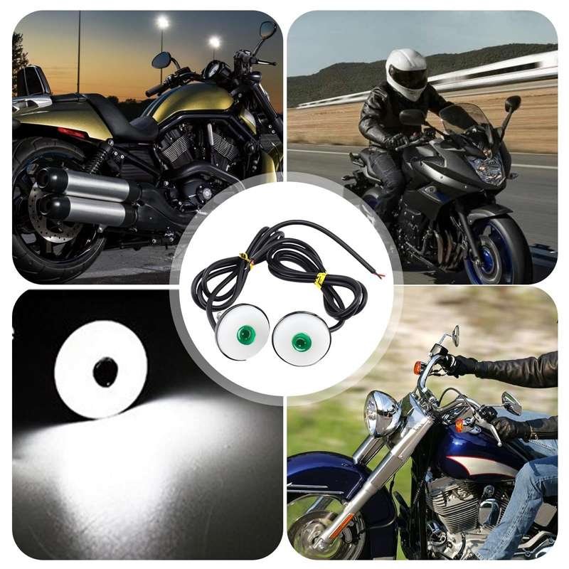 2pcs 23mm Motorcycle Eagle Eye Light Reverse Rearview Mirror Spotlight(White)
