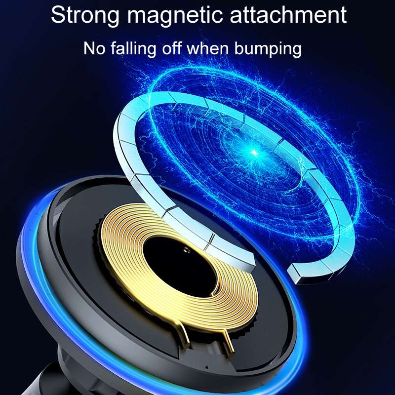 Car Magnetic Wireless Charging Cell Phone Holder With Ambient Light, Style: Blue Light