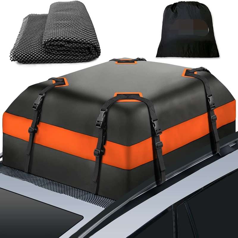 15 Cubic Feet Waterproof Car Roof Storage Luggage Bag(Black)