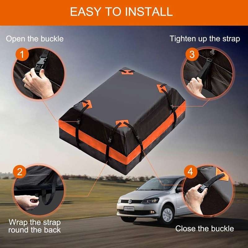15 Cubic Feet Waterproof Car Roof Storage Luggage Bag(Black)