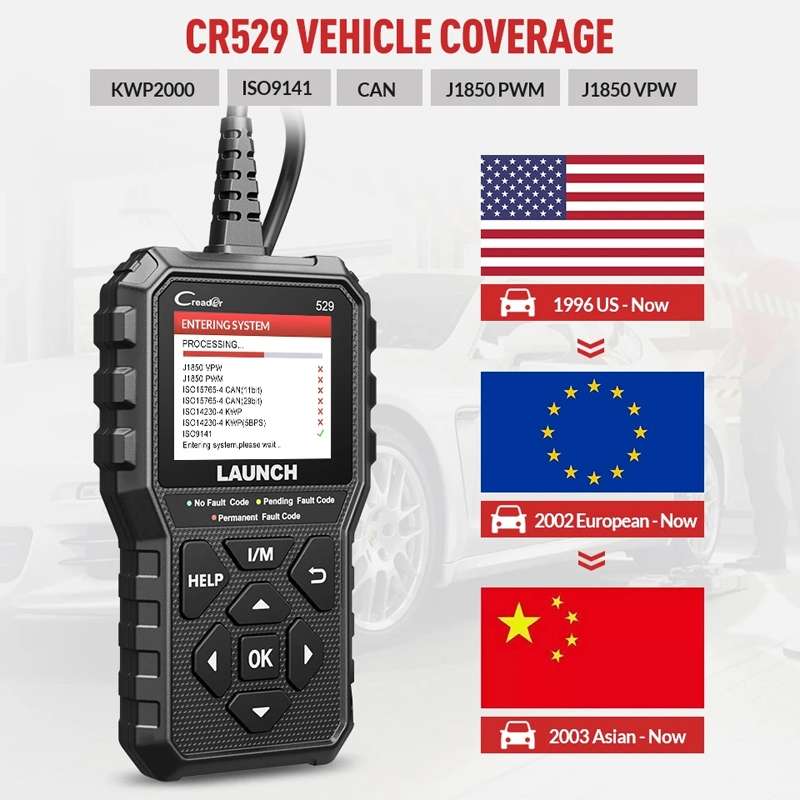 Launch Creader CR529 OBD2 Car Engine Fault Tester Code Scanner(Black)