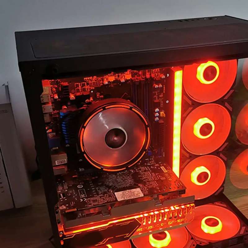 COOLMOON CPU Cooler Desktop Computer Auto Color Change Multi-Platform Mute Cooling Fan(Colorful Fin