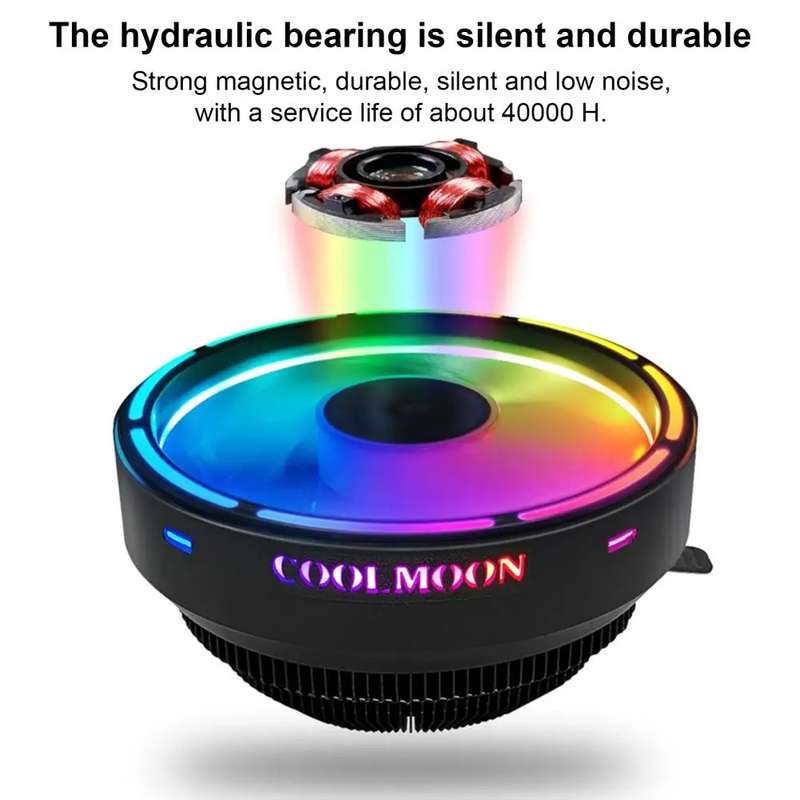 COOLMOON CPU Cooler Desktop Computer Auto Color Change Multi-Platform Mute Cooling Fan(Colorful Fin