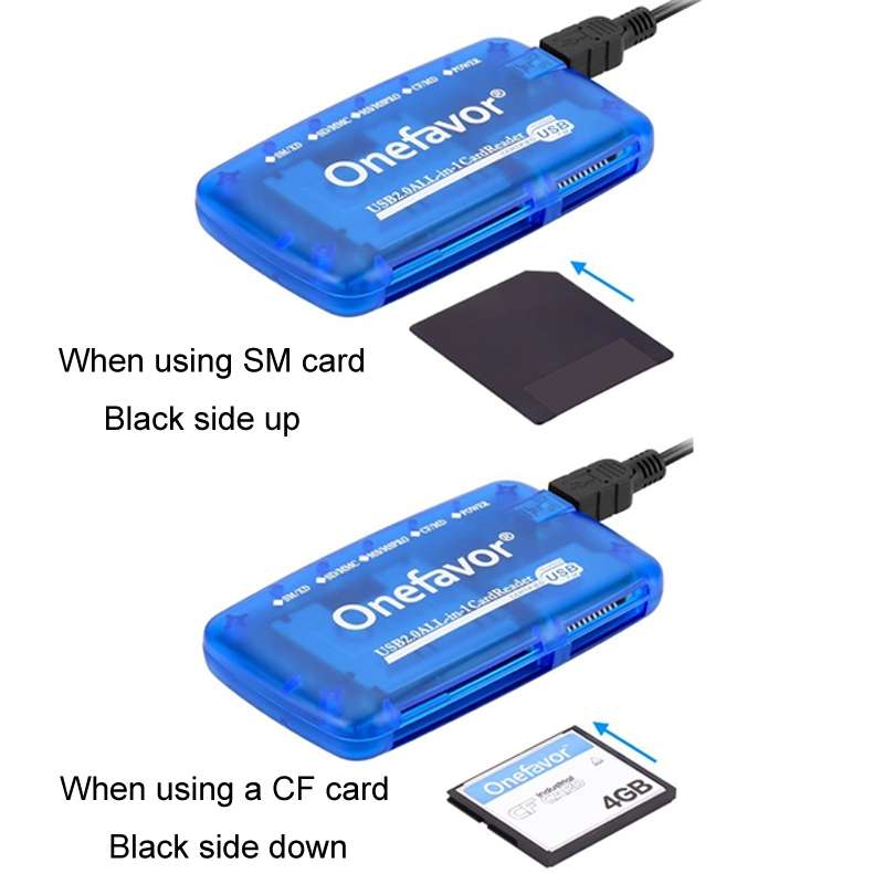Onefavor All-In-One Card Reader Support SM / XD / SD / MMC / MS / CF Card, Model: Card Reader