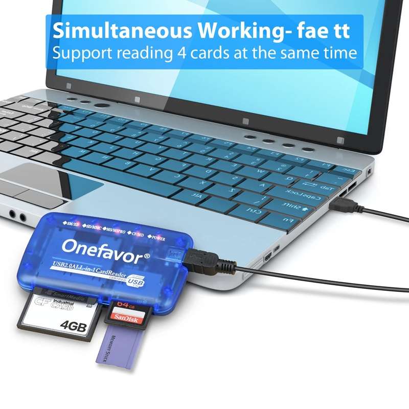 Onefavor All-In-One Card Reader Support SM / XD / SD / MMC / MS / CF Card, Model: Card Reader