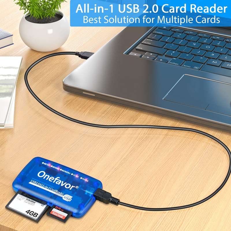 Onefavor All-In-One Card Reader Support SM / XD / SD / MMC / MS / CF Card, Model: Card Reader
