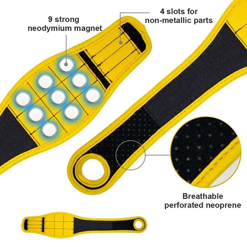 Thumb Wrap Magnetic Metal Accessory Tool Storage Strap(Yellow)