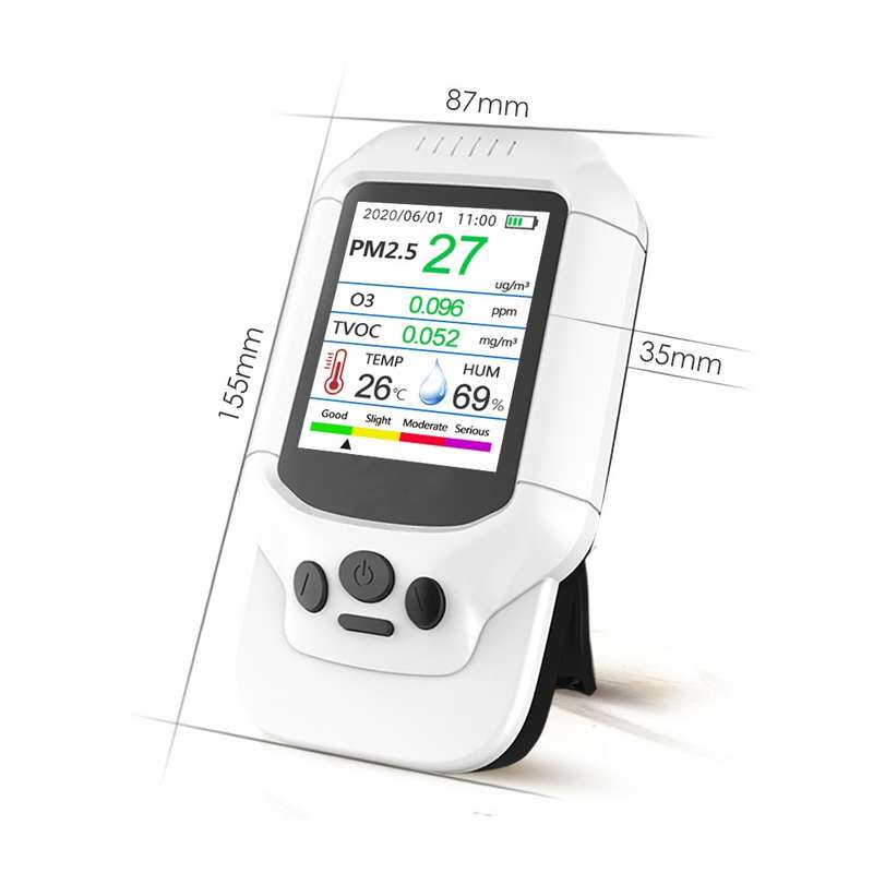 8-In-1 Air Quality Detector PM2.5 / PM1.0 / PM10 / HCHO / TVOC / O3 / Temperature / Humidity Monitor