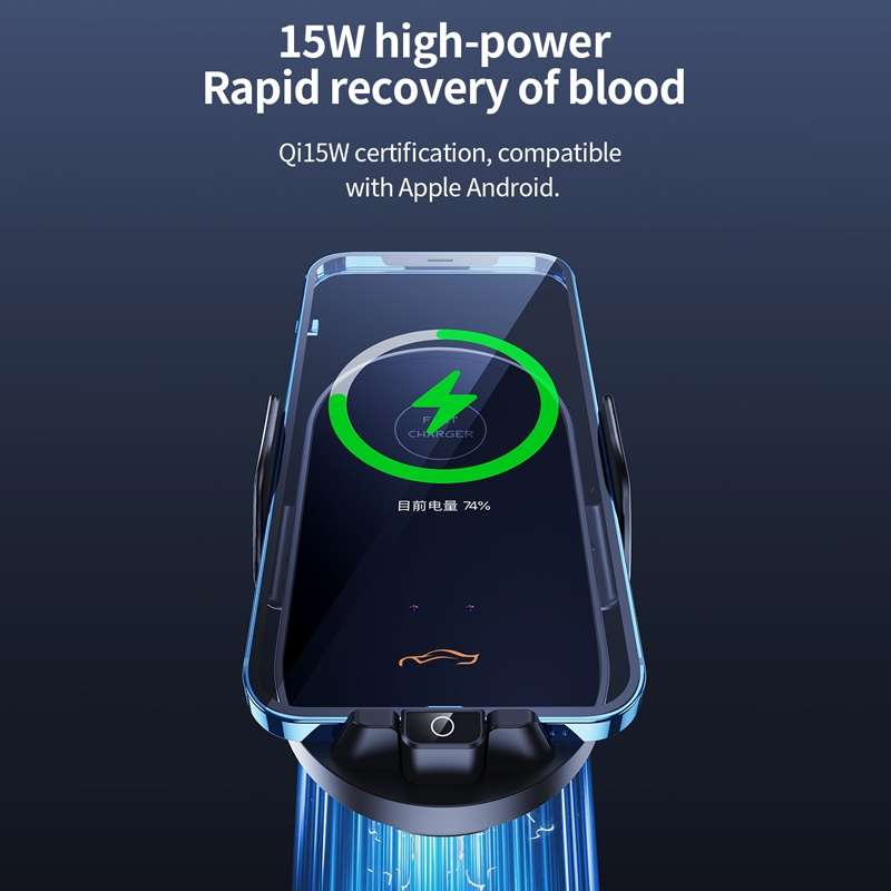 Car Air Outlet Smart Induction Wireless Charging Mobile Phone Holder(Black 66W)