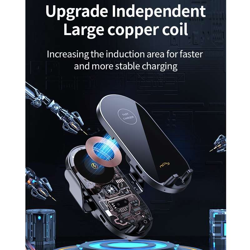 Car Air Outlet Smart Induction Wireless Charging Mobile Phone Holder(Black 66W)