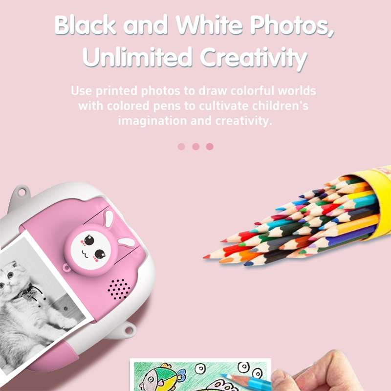 A19B 2.0-Inch 720P HD Reversible Camera Cartoon Children Mini Digital Printing Camera