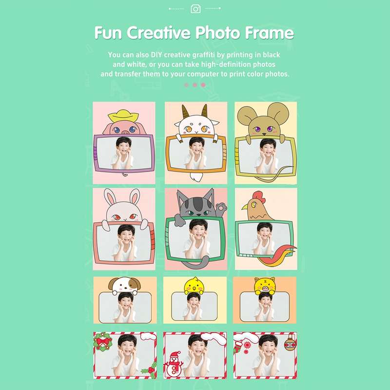 A19B 2.0-Inch 720P HD Reversible Camera Cartoon Children Mini Digital Printing Camera