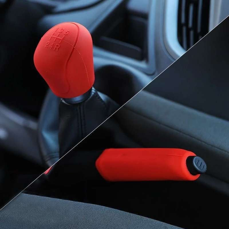 Automotive Silicone Manual Automatic Shift Lever Protective Cover, Size: Handbrake Red