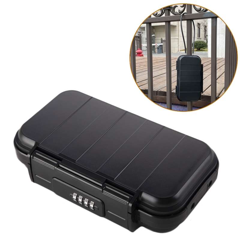 Outdoor Waterproof Beach Password Box Swimming Pool Cell Phone Keys Safe Deposit Box(Black)