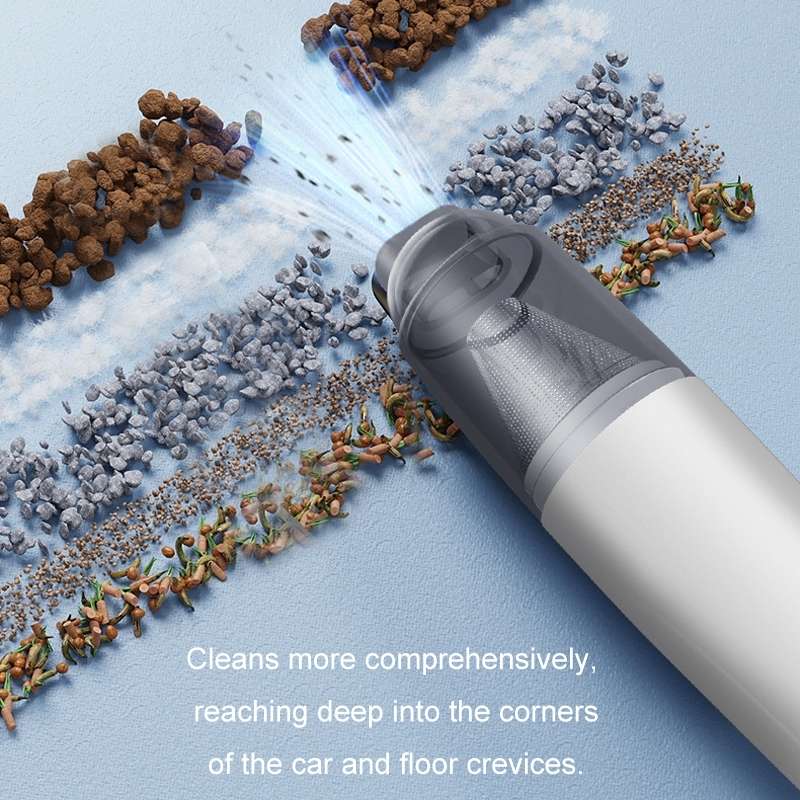 3 in 1 Mini Wireless Charging Handheld Car Vacuum Cleaner(Stainless Steel Filter Black)