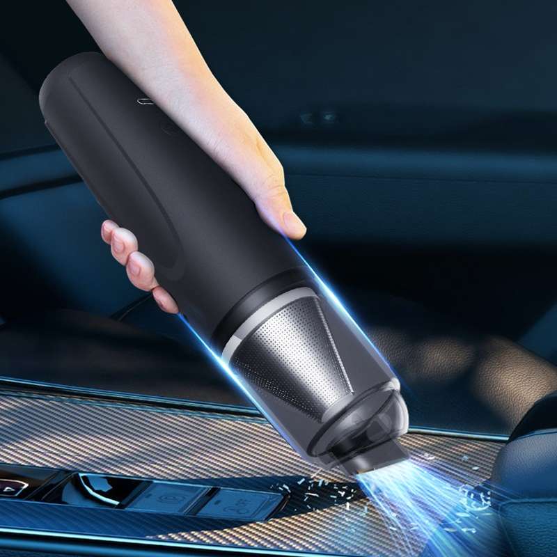 3 in 1 Mini Wireless Charging Handheld Car Vacuum Cleaner(Stainless Steel Filter Black)