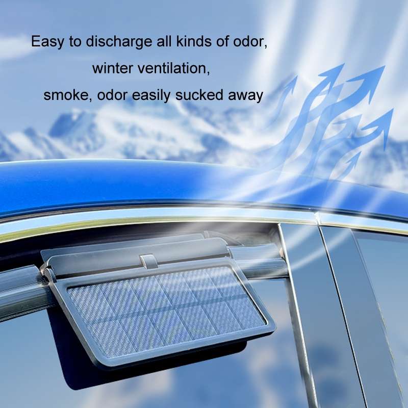 Solar Car Exhaust Fan Air Circulation Cooling Ventilation Fan(Black Blue)