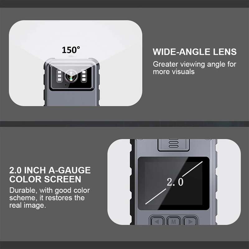 L9 1080P 2.0 Inch IPS Screen Video Recorder With Back Clip IP65 Waterproof Mini Camcorders