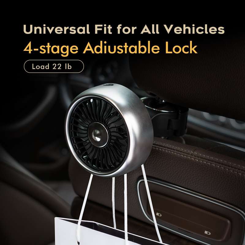 FE052 RGB Color Light USB Plug-in Clip-on Car Rear Seat Headrest Fan(Black Silver)