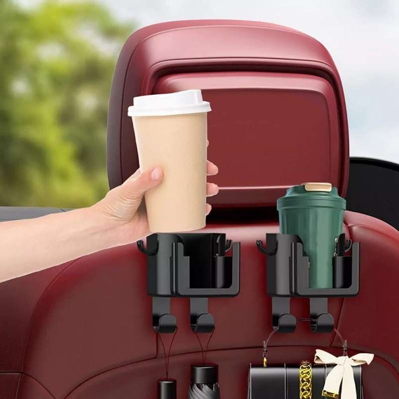 2pcs Car Multifunctional Cup Holder Storage Hook Mobile Phone Holder(Black)