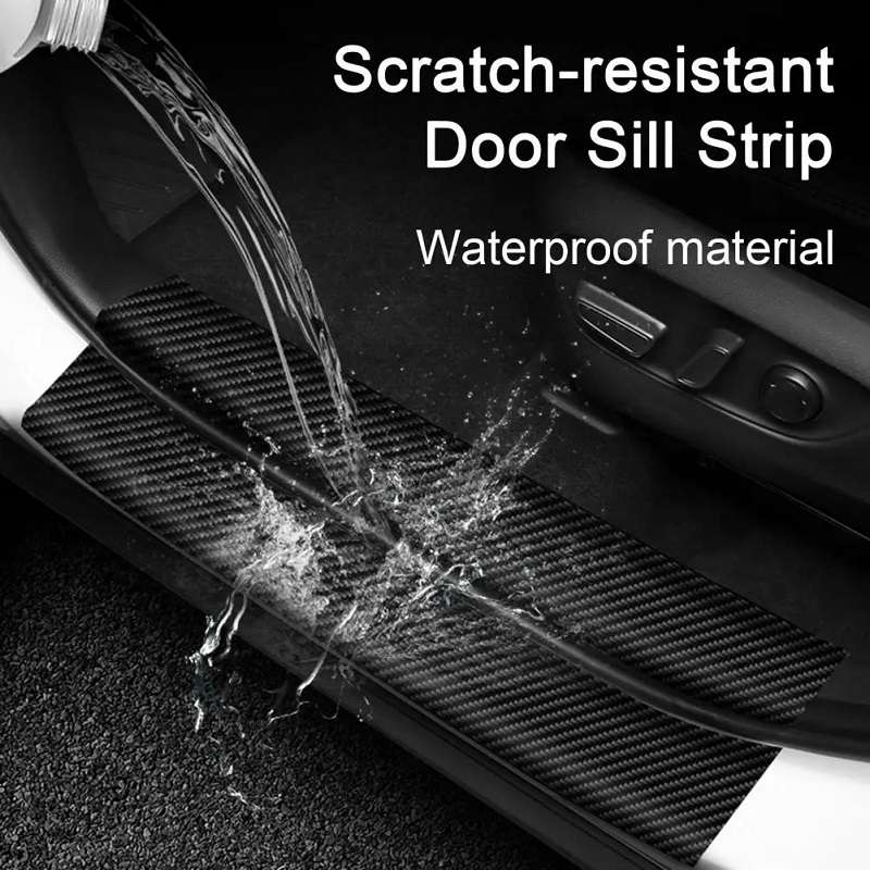 4pcs/Set Car Door Sill Strip PVC Anti-scratch Anti-dirt Protective Film(Carbon Fiber Red)