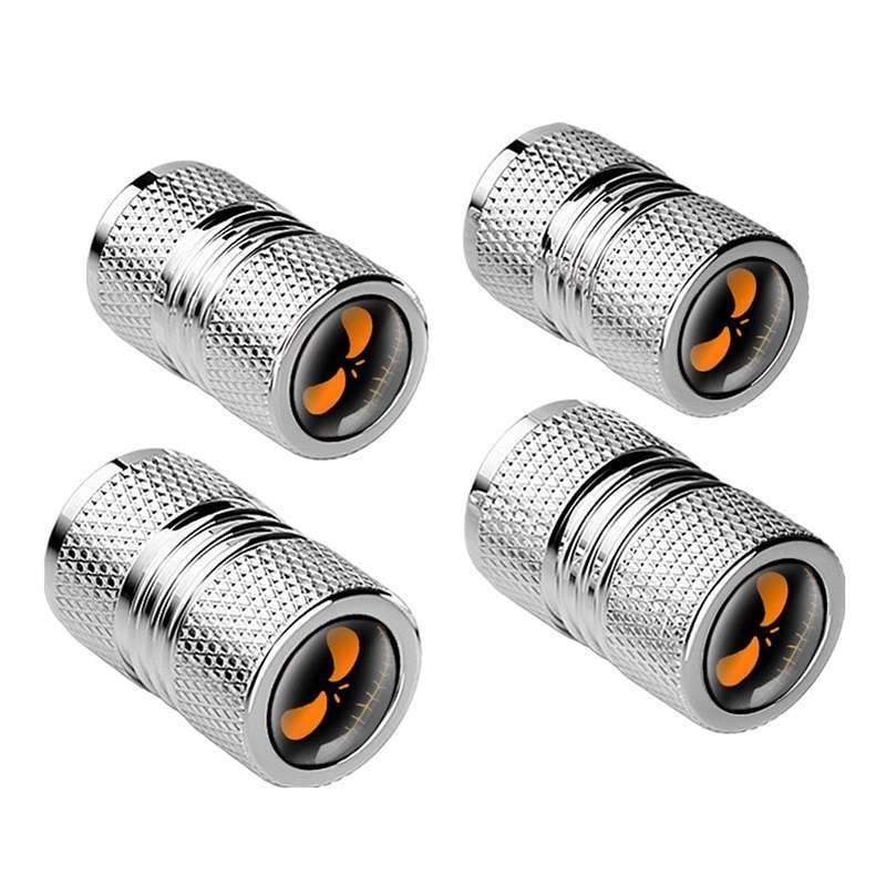 4pcs /Set Lantern Ghost Head Tire Modified Valve Cap(Silver)